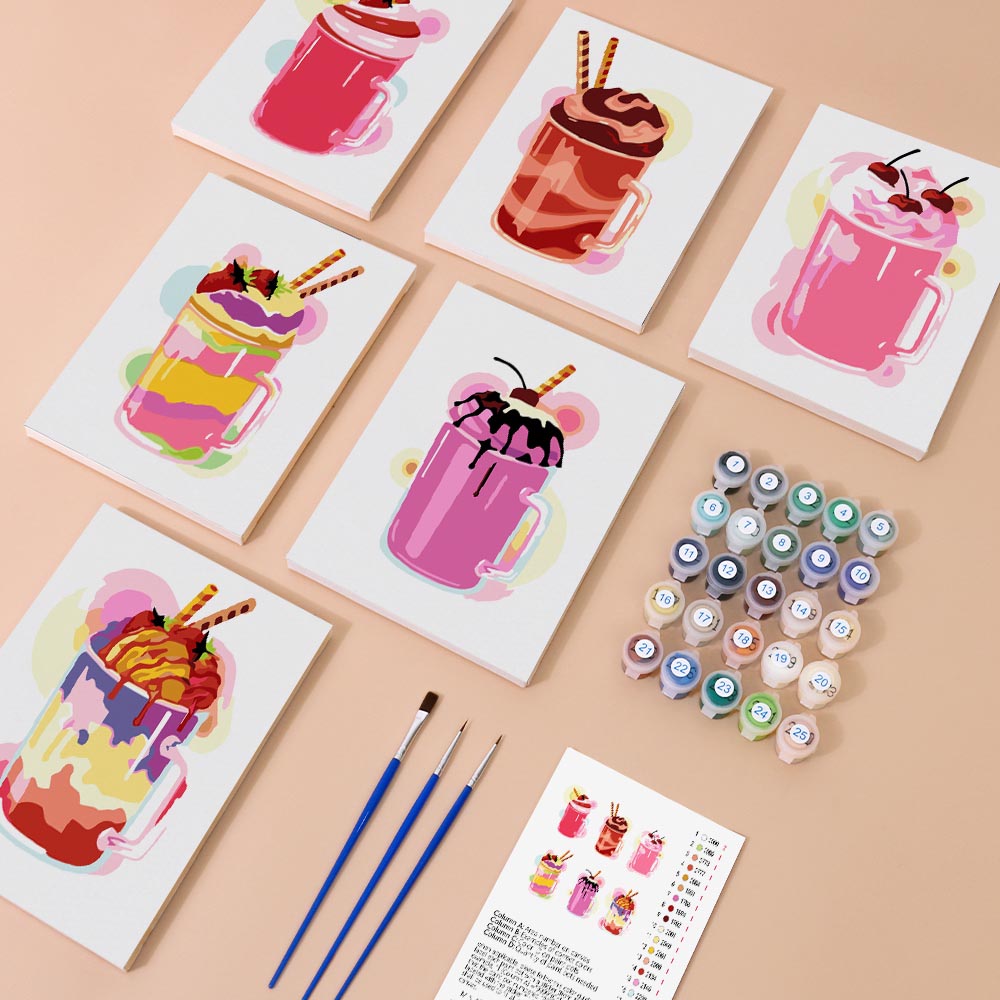 Paint by Numbers – 6 Mini Paintings | Milkshake Set