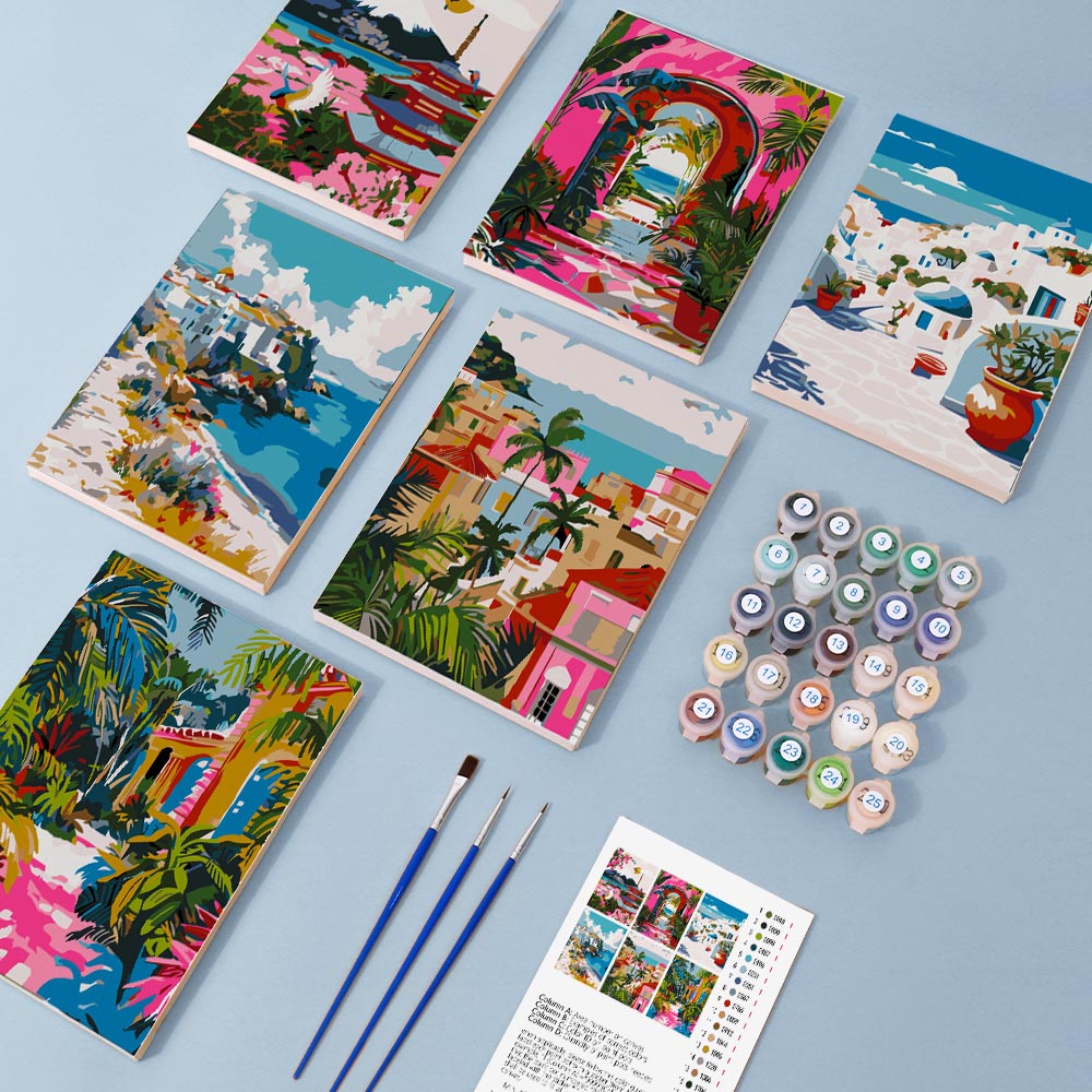 Paint by Numbers – 6 Mini Paintings | Mediterranean Set