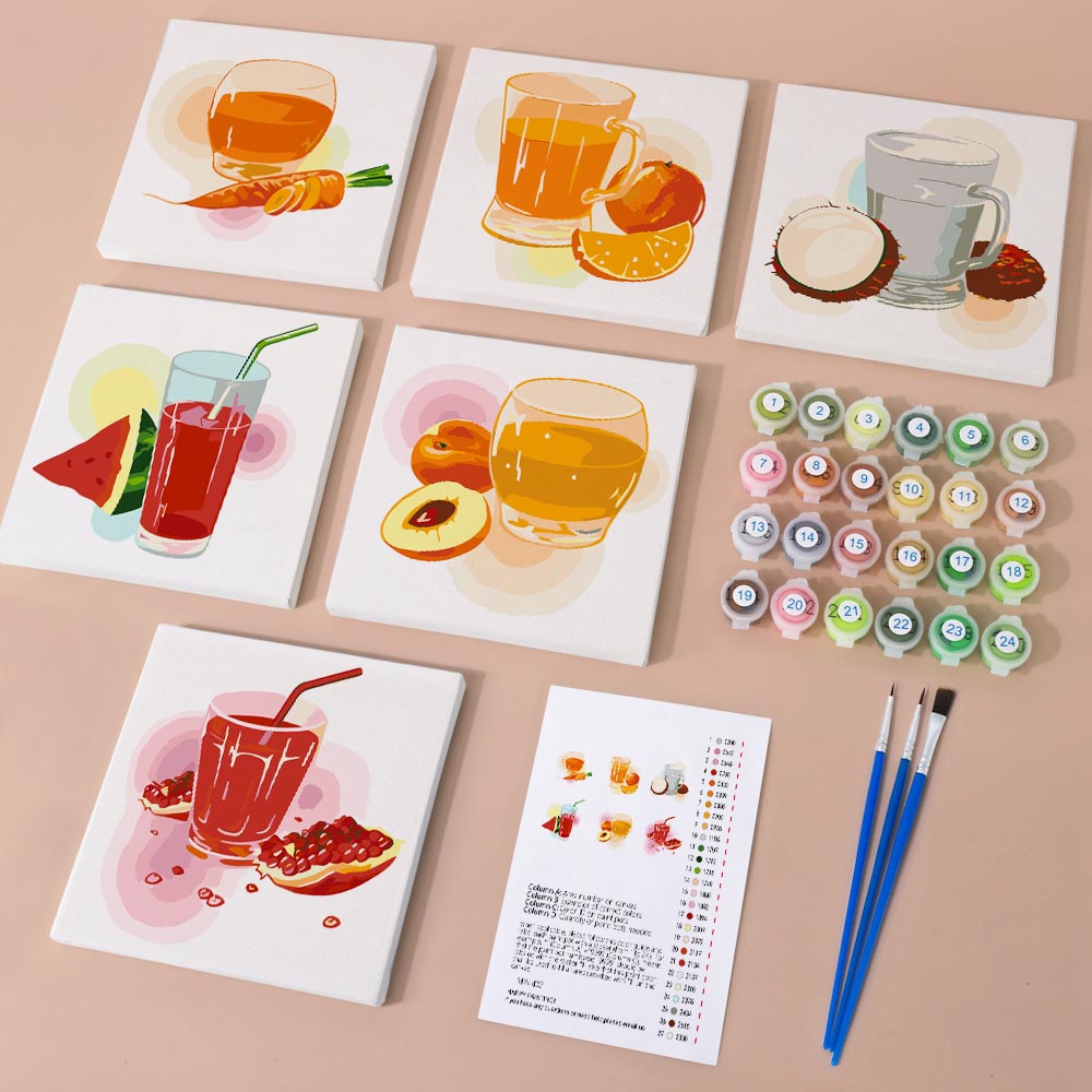Paint by Numbers – 6 Mini Paintings | Natural Fruit Juice Set