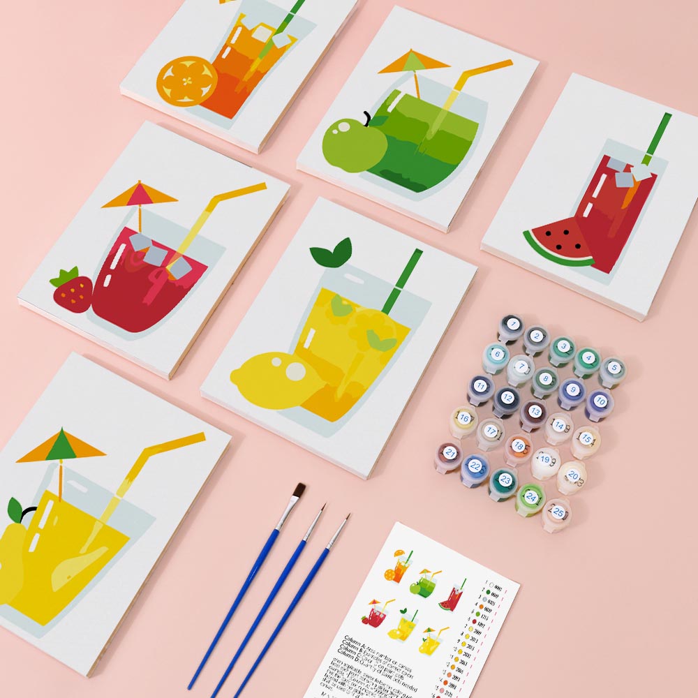 Paint by Numbers – 6 Mini Paintings | Fresh Summer Juice Set