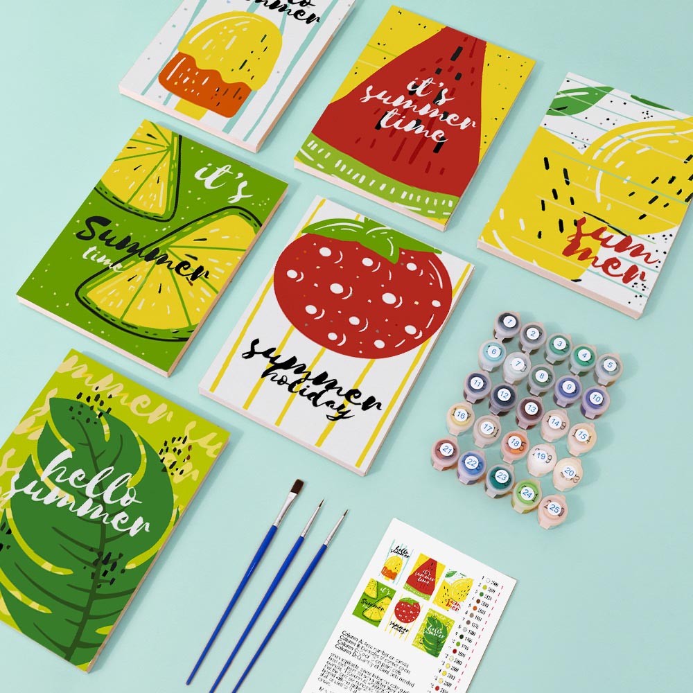 Paint by Numbers – 6 Mini Paintings | Summer Fruits & Fun Set