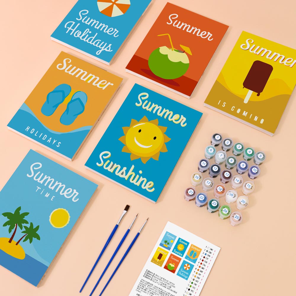 Paint by Numbers – 6 Mini Paintings | Happy Summer Moments Set