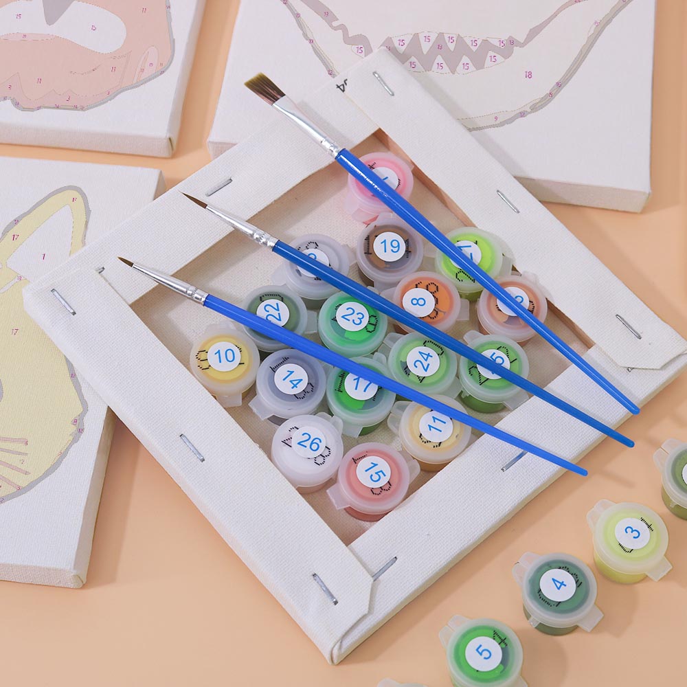 Paint by Numbers – 6 Mini Paintings | Funny Animal Faces Set