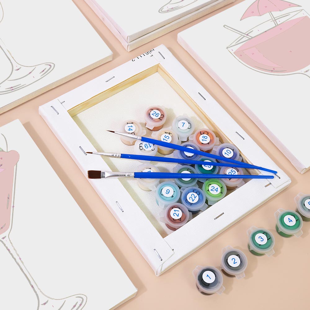 Paint by Numbers – 6 Mini Paintings | Classic Cocktail Glasses Set