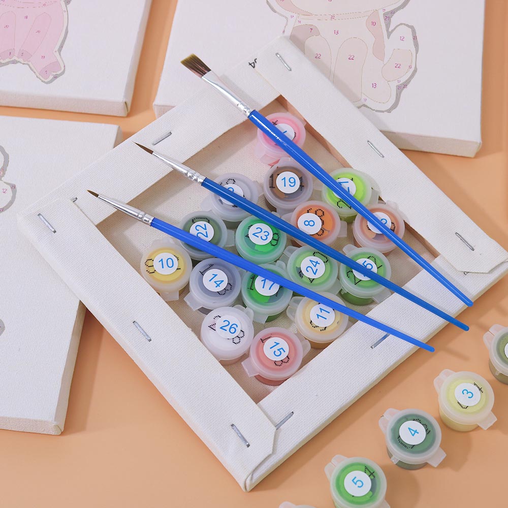 Paint by Numbers – 6 Mini Paintings | Cute Cartoon Animals Set