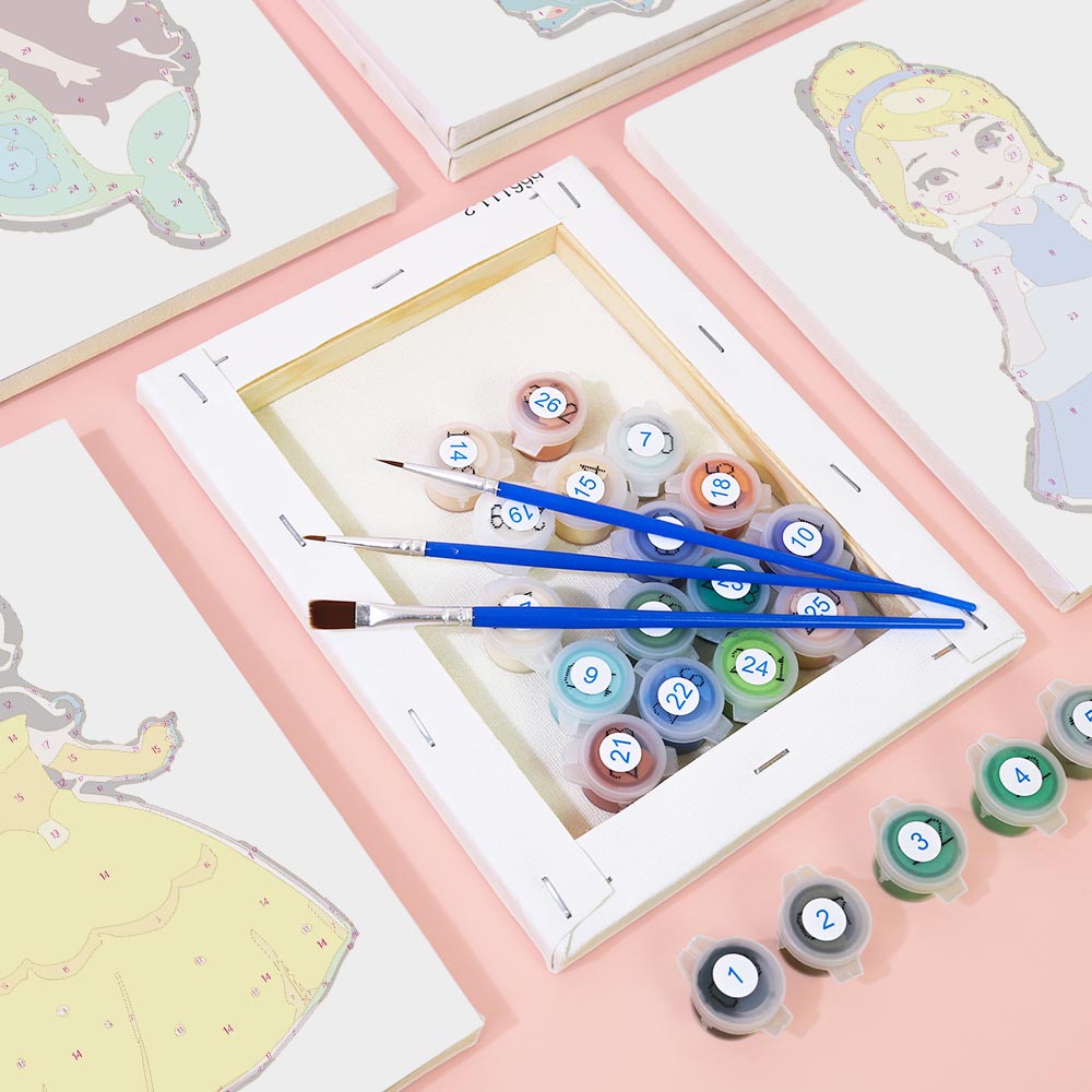 Paint by Numbers – 6 Mini Paintings | Cute Princess Characters Set