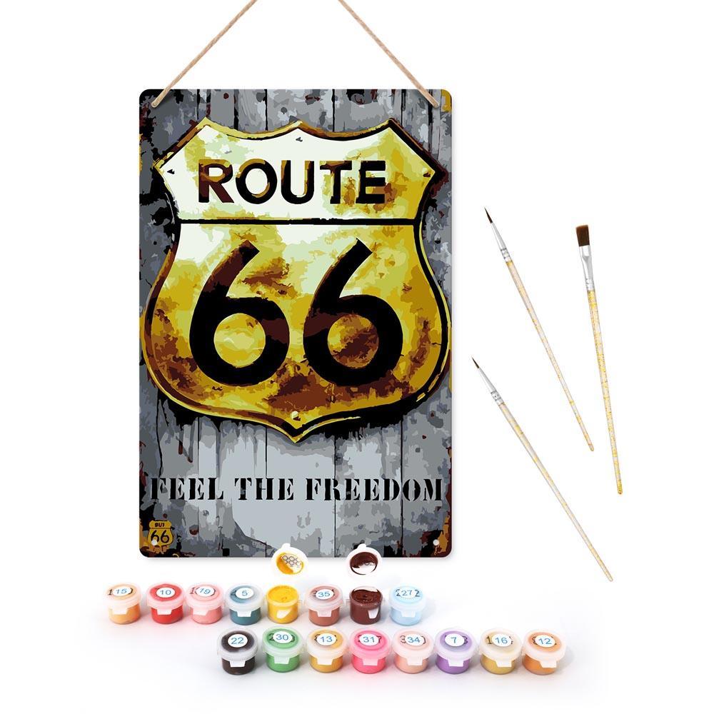 Paint by Numbers – Vintage Road Sign Art | Route 66 Freedom