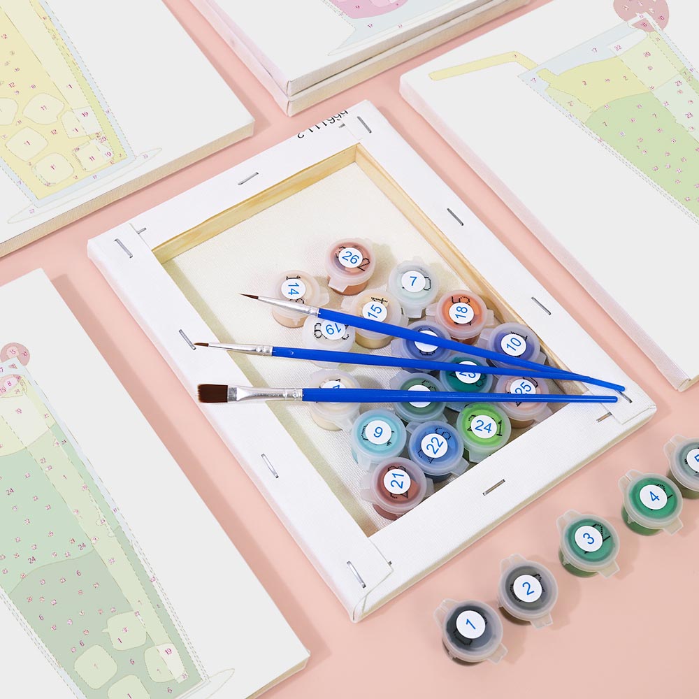 Paint by Numbers – 6 Mini Paintings | Colorful Sparkling Drinks Set