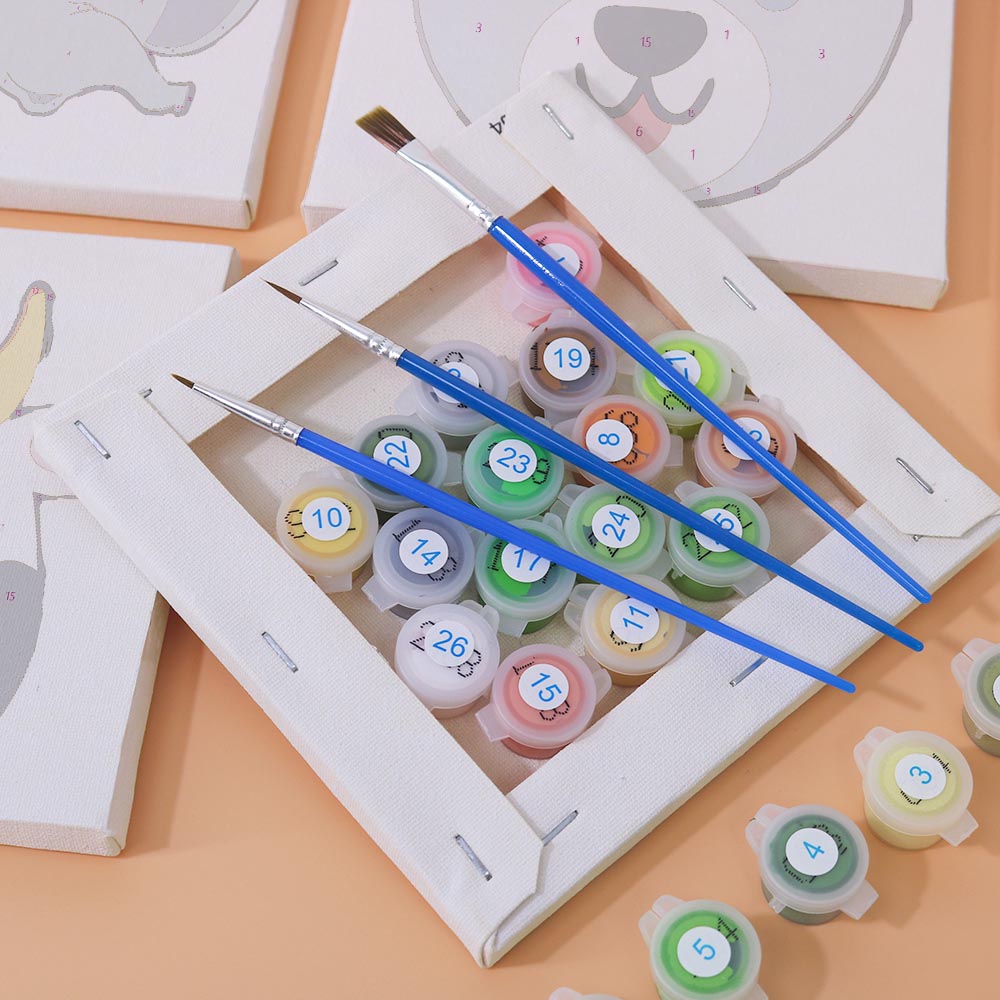 Paint by Numbers – 6 Mini Paintings | Animal Faces for Kids Set