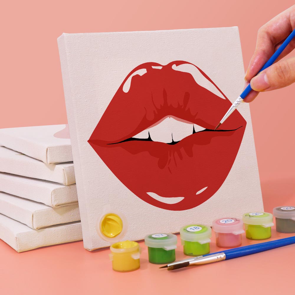 Paint by Numbers – 6 Mini Paintings | Pop Art Lips Expressions Set