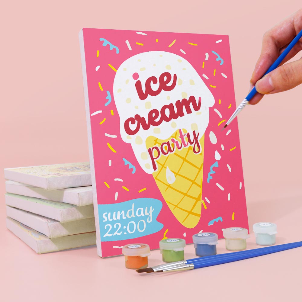 Paint by Numbers – 6 Mini Paintings | Summer Vibes & Ice Cream Set