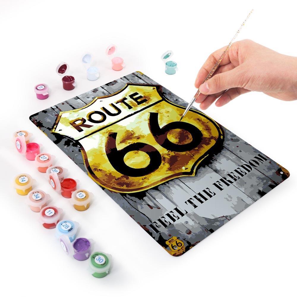 Paint by Numbers – Vintage Road Sign Art | Route 66 Freedom