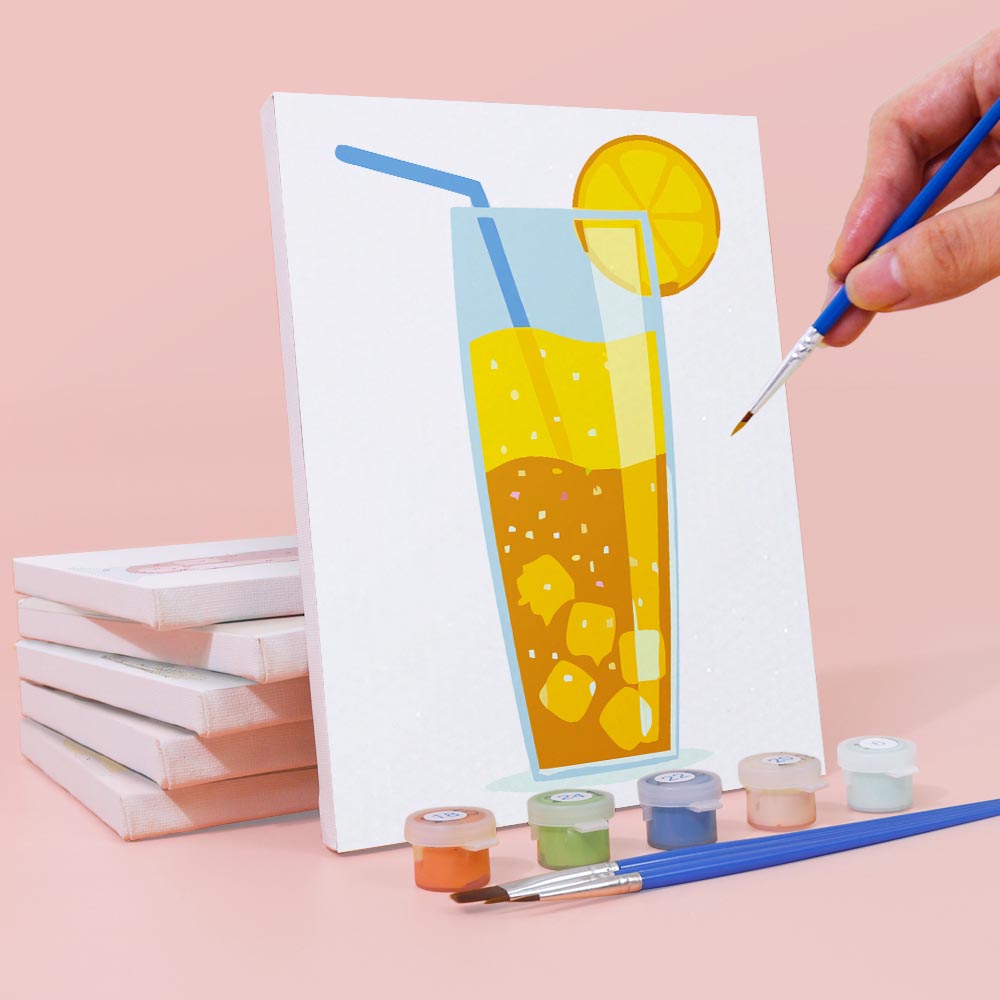 Paint by Numbers – 6 Mini Paintings | Colorful Sparkling Drinks Set