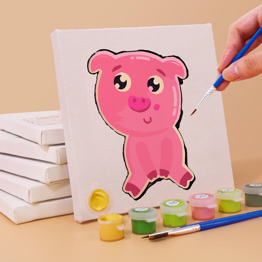 Paint by Numbers – 6 Mini Paintings | Cute Cartoon Animals Set