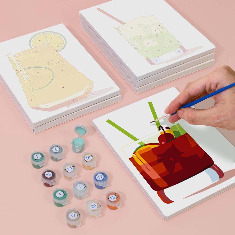 Paint by Numbers – 6 Mini Paintings | Minimalist Cocktail Glasses Set