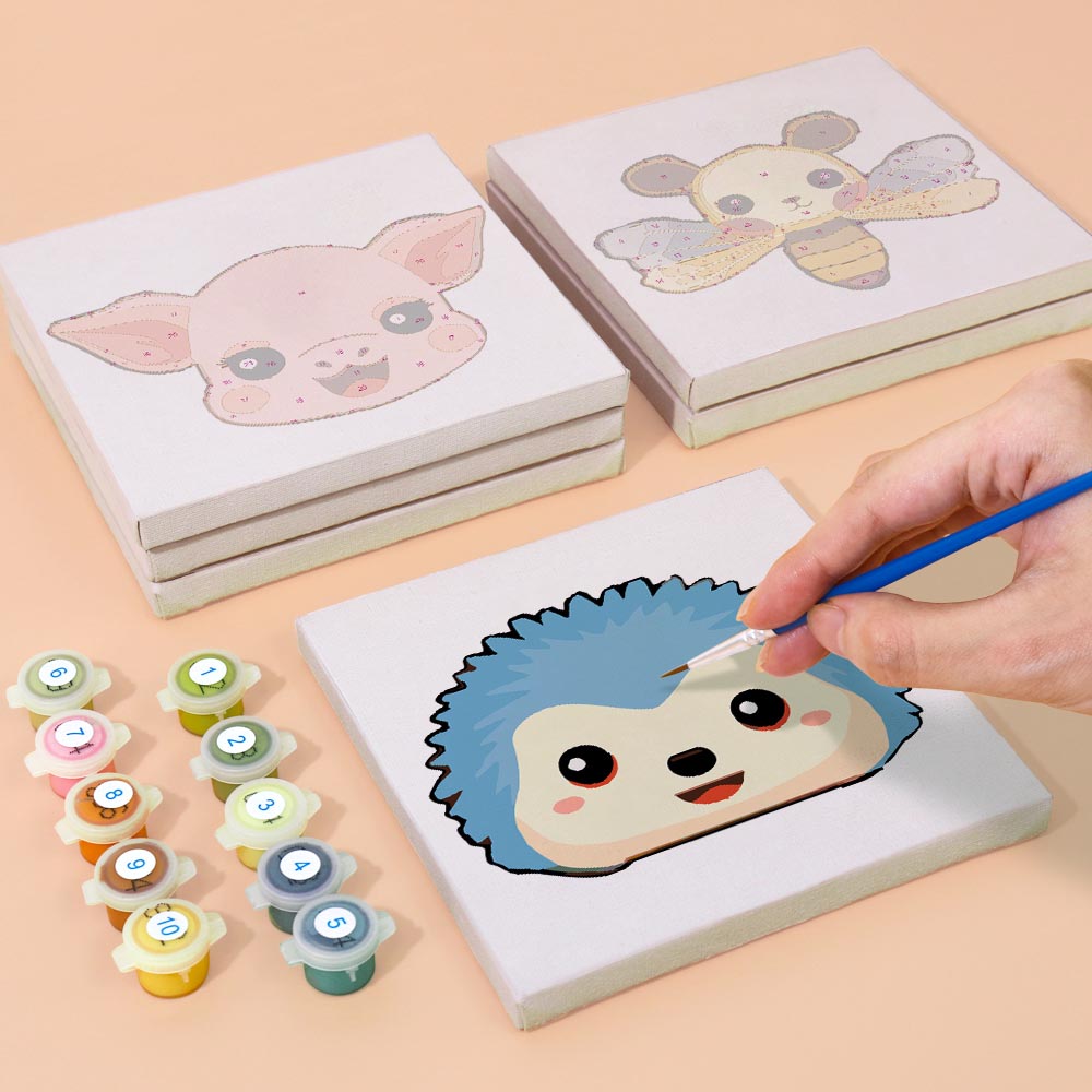 Paint by Numbers – 6 Mini Paintings | Sweet Animal Faces Set