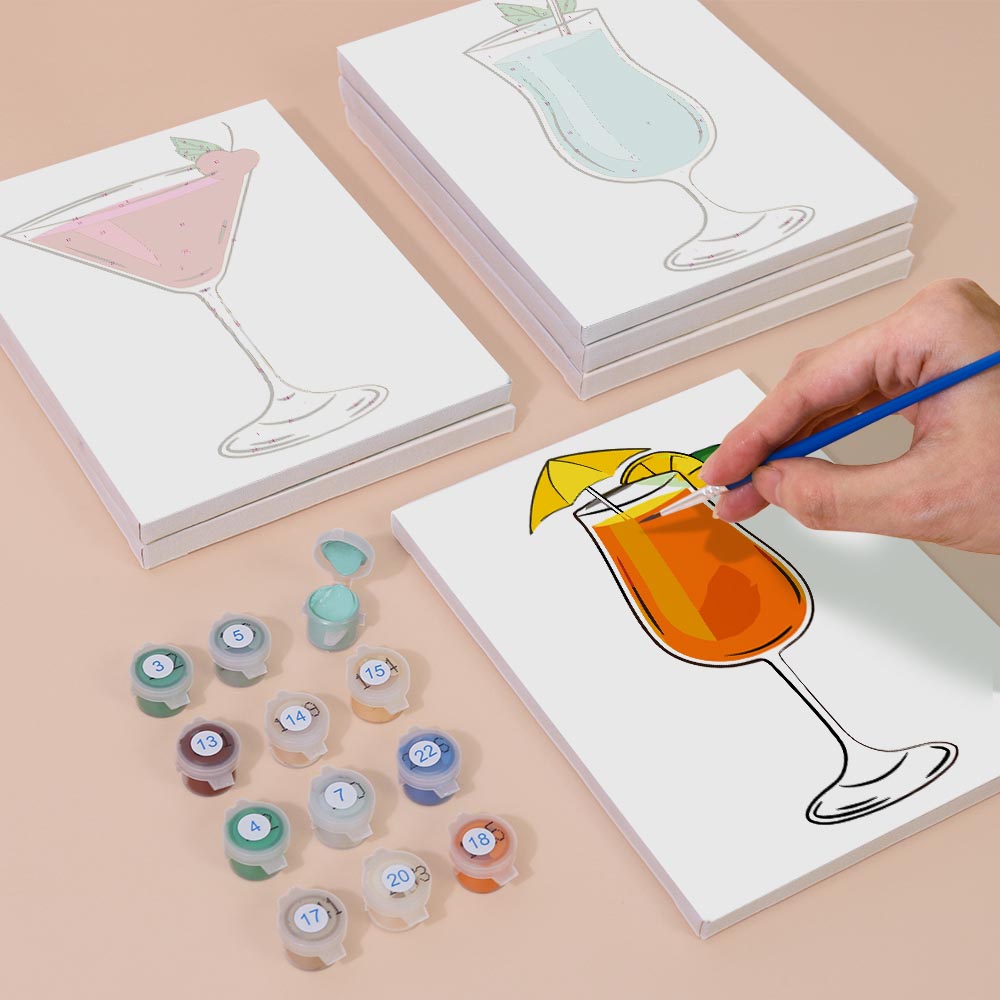 Paint by Numbers – 6 Mini Paintings | Classic Cocktail Glasses Set