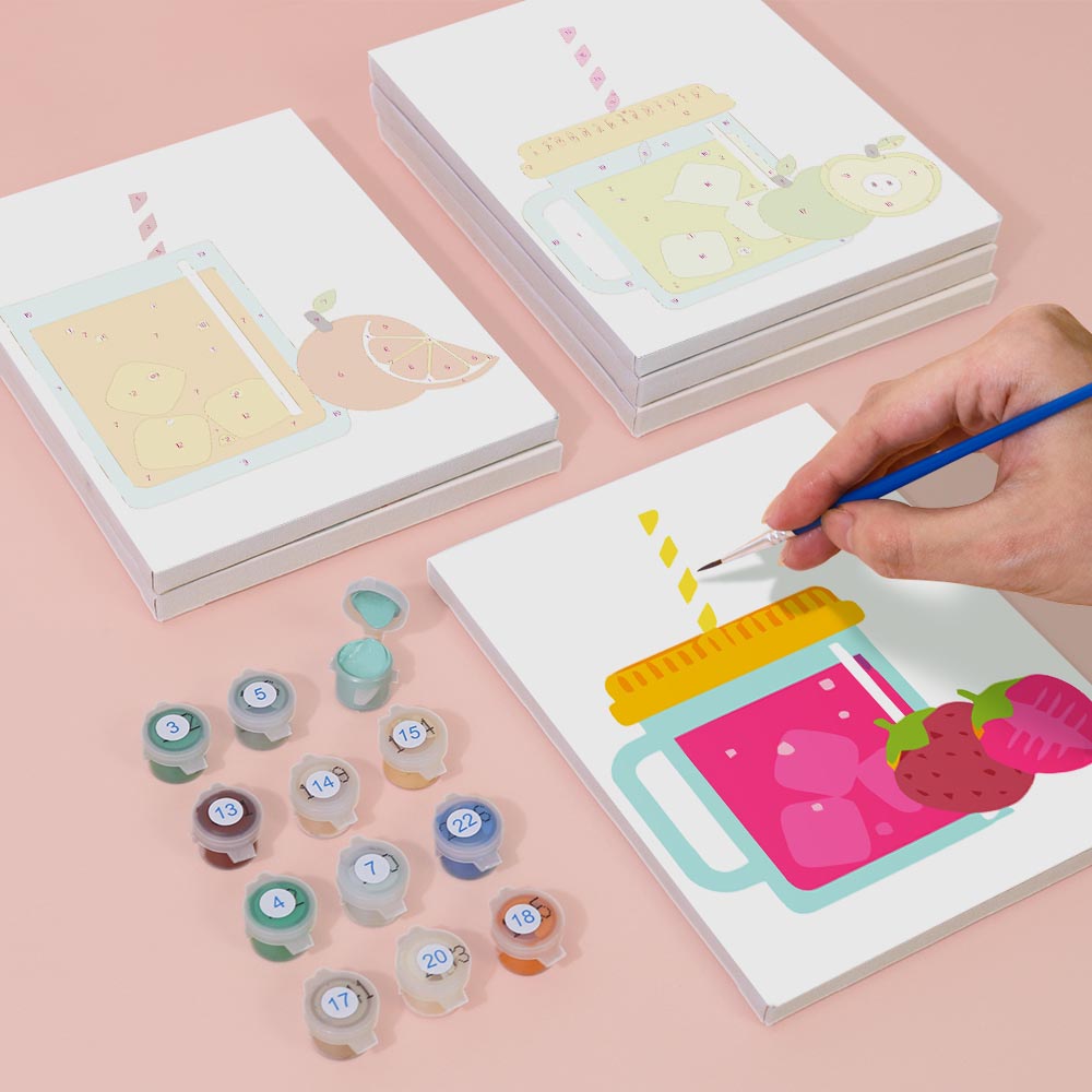 Paint by Numbers – 6 Mini Paintings | Cute Fruit Juice Mugs Set