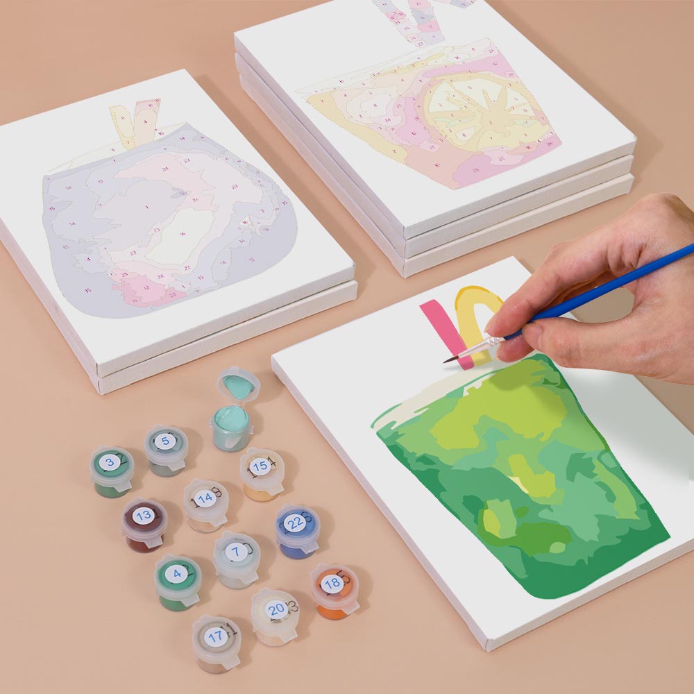 Paint by Numbers – 6 Mini Paintings | Abstract Summer Cocktails Set