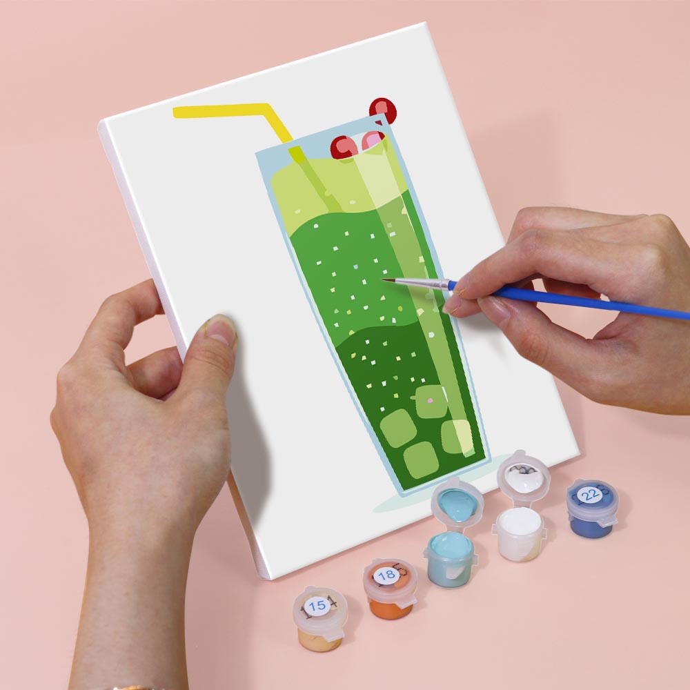 Paint by Numbers – 6 Mini Paintings | Colorful Sparkling Drinks Set
