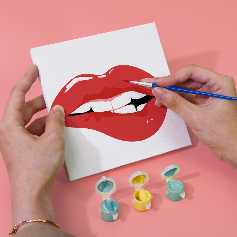 Paint by Numbers – 6 Mini Paintings | Pop Art Lips Expressions Set