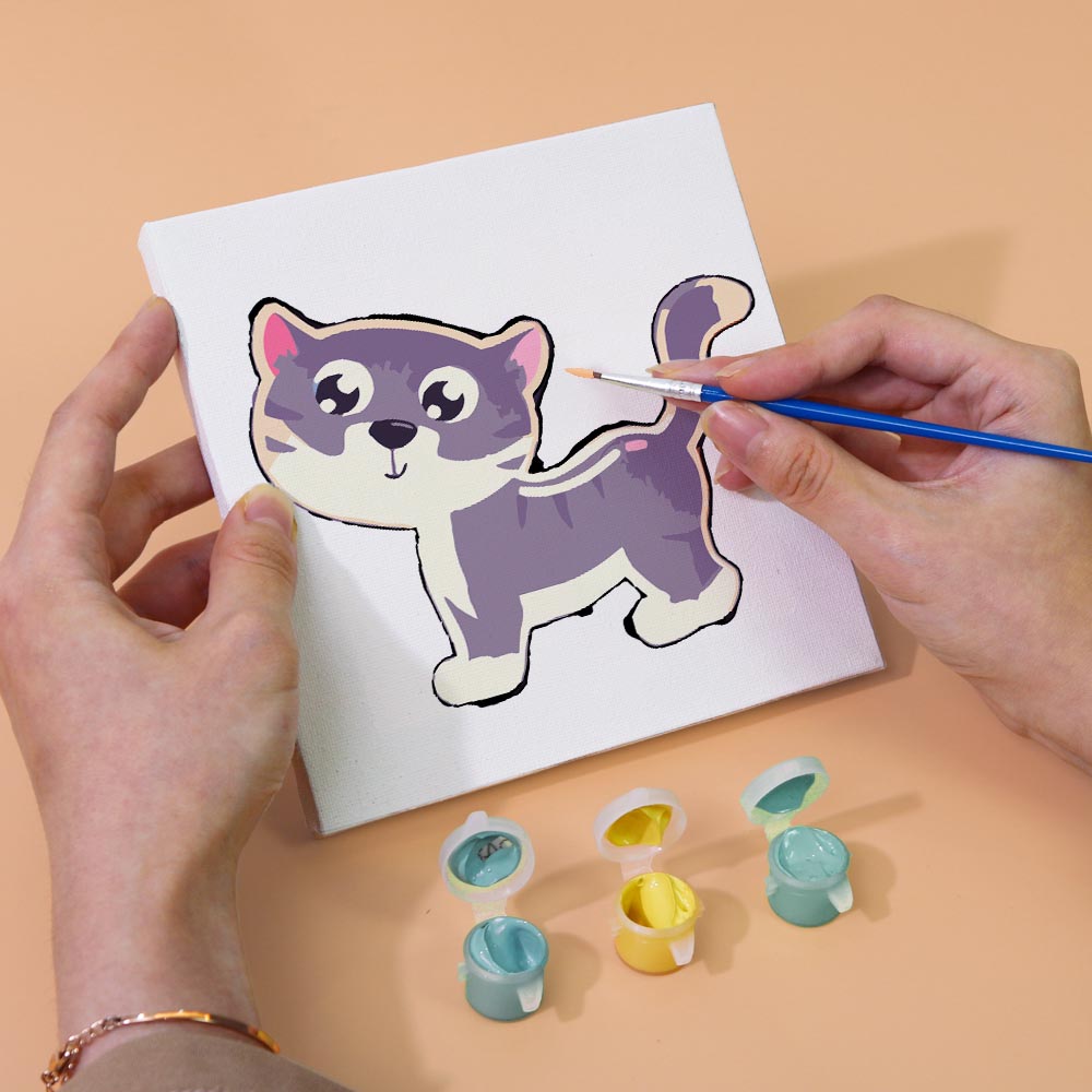 Paint by Numbers – 6 Mini Paintings | Cute Cartoon Animals Set