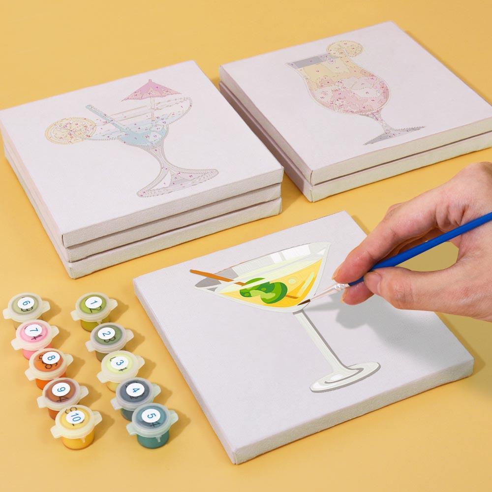 Paint by Numbers – 6 Mini Paintings | Colorful Cocktails Collection