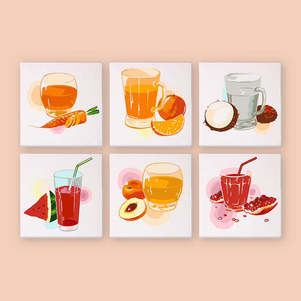 Paint by Numbers – 6 Mini Paintings | Natural Fruit Juice Set