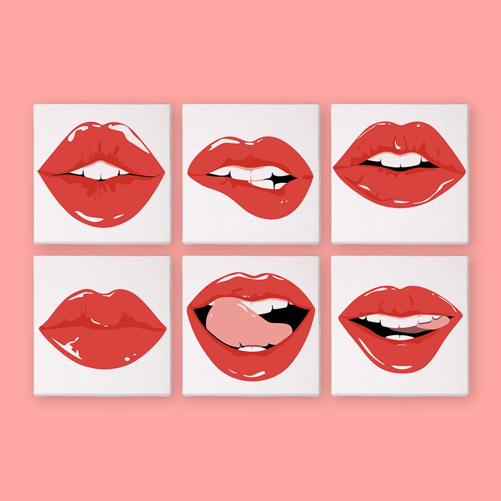 Paint by Numbers – 6 Mini Paintings | Pop Art Lips Expressions Set