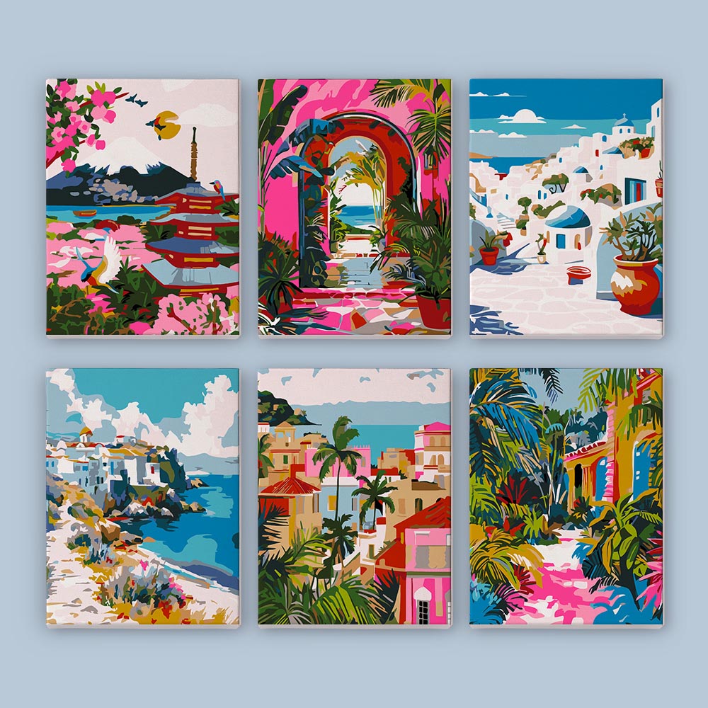 Paint by Numbers – 6 Mini Paintings | Mediterranean Set