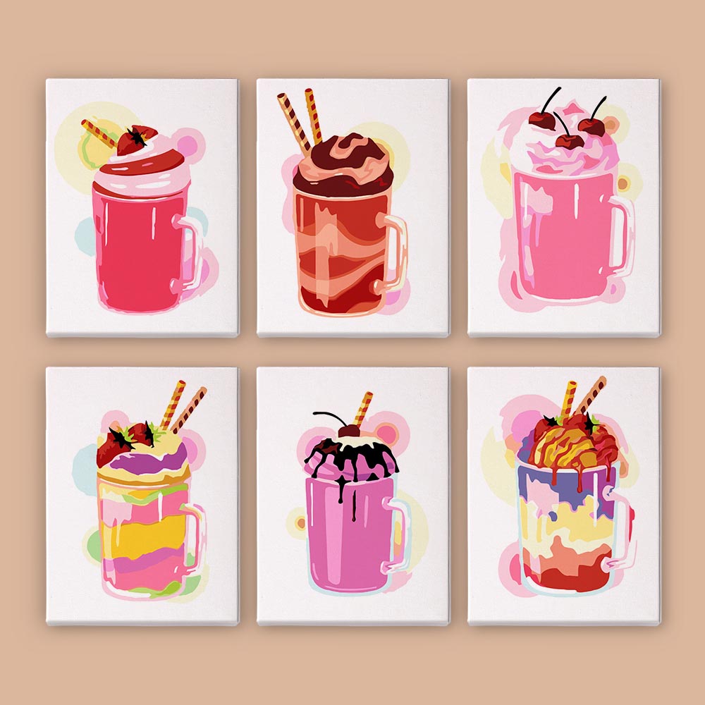 Paint by Numbers – 6 Mini Paintings | Milkshake Set
