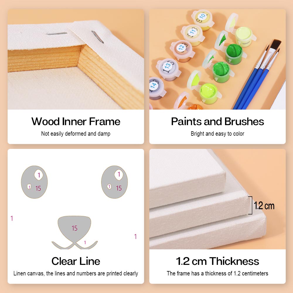 Paint by Numbers – 6 Mini Paintings | Animal Faces for Kids Set