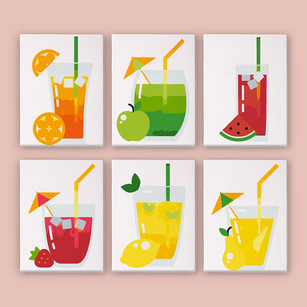 Paint by Numbers – 6 Mini Paintings | Fresh Summer Juice Set