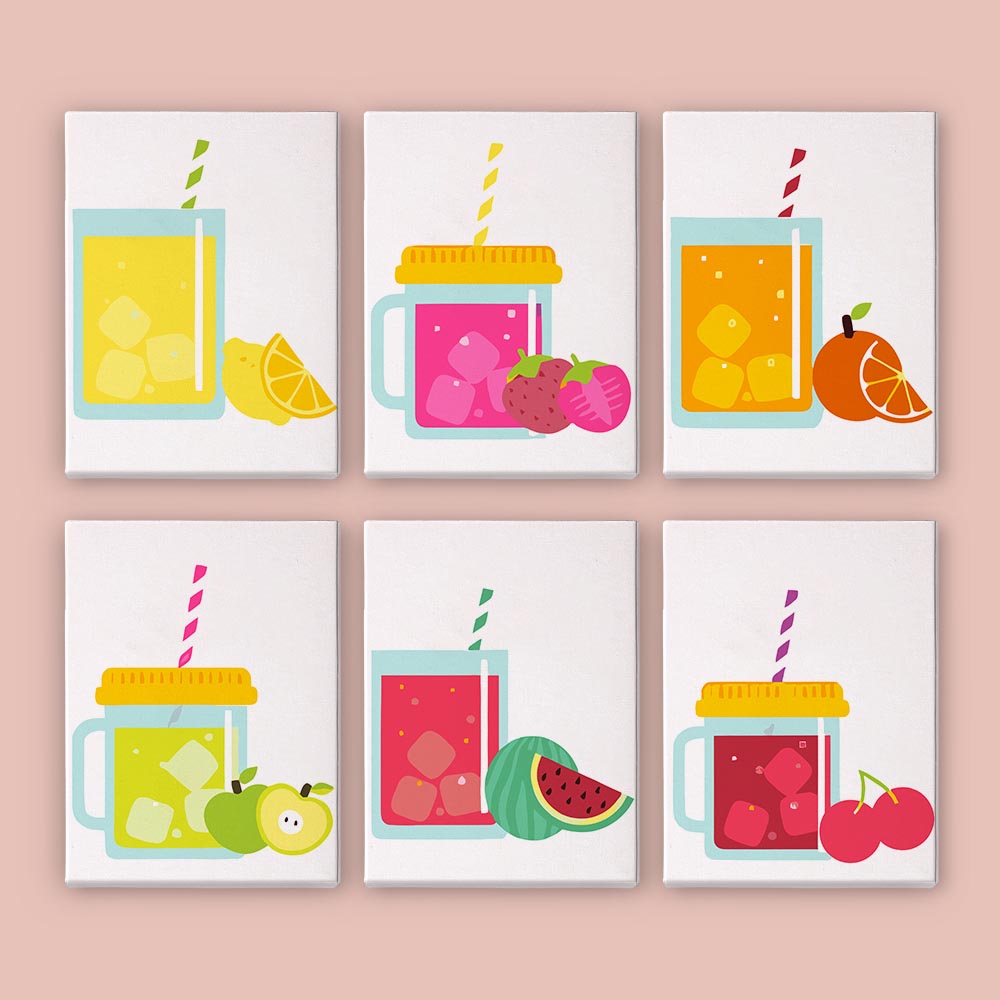 Paint by Numbers – 6 Mini Paintings | Cute Fruit Juice Mugs Set