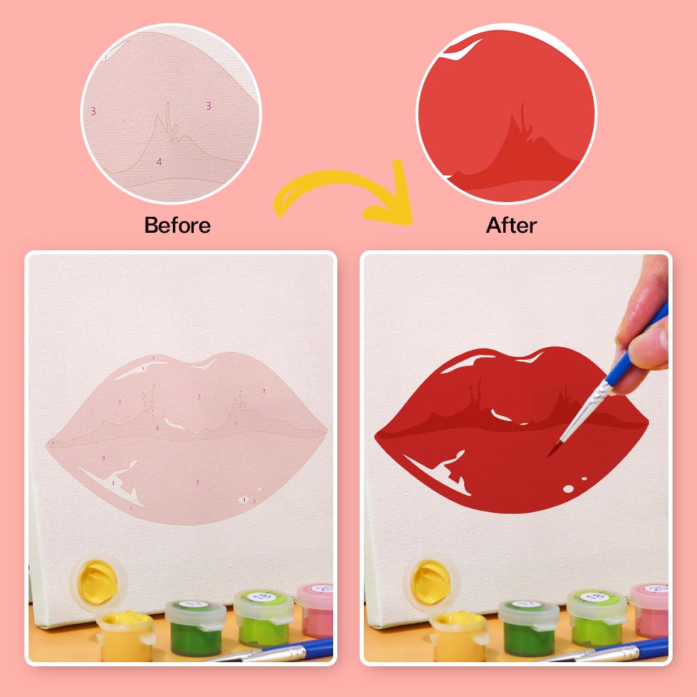 Paint by Numbers – 6 Mini Paintings | Pop Art Lips Expressions Set