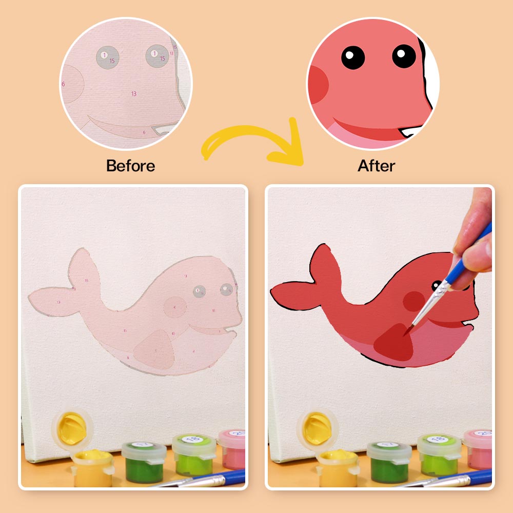 Paint by Numbers – 6 Mini Paintings | Animal Faces for Kids Set