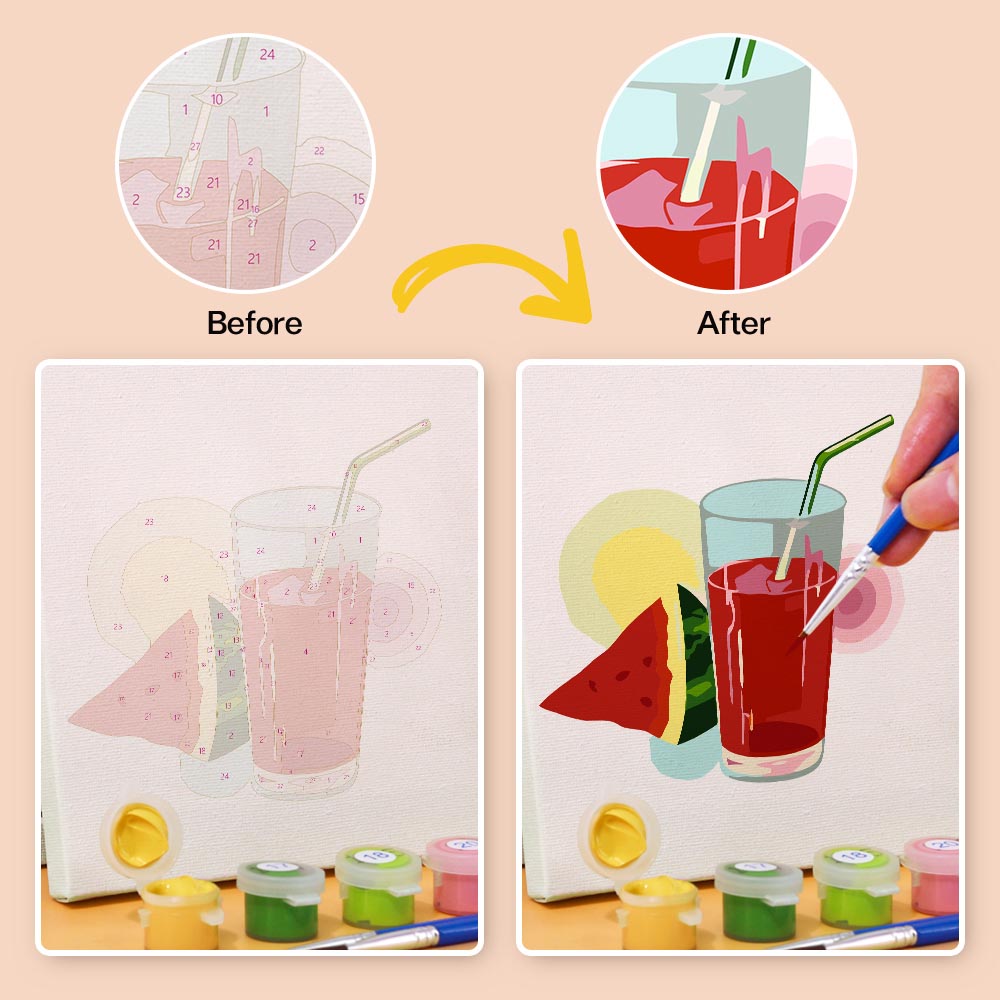 Paint by Numbers – 6 Mini Paintings | Natural Fruit Juice Set