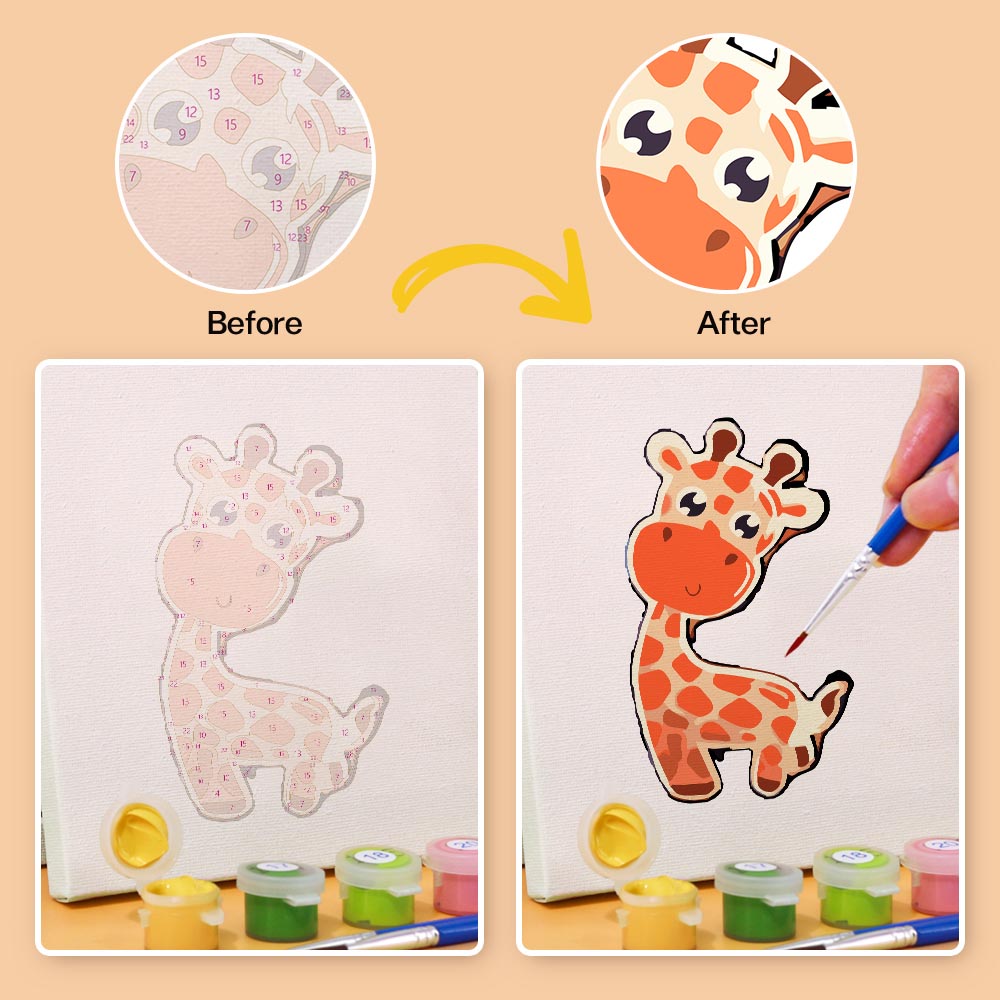 Paint by Numbers – 6 Mini Paintings | Cute Cartoon Animals Set