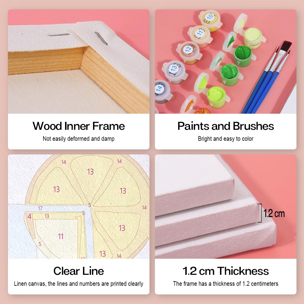 Paint by Numbers – 6 Mini Paintings | Colorful Sparkling Drinks Set