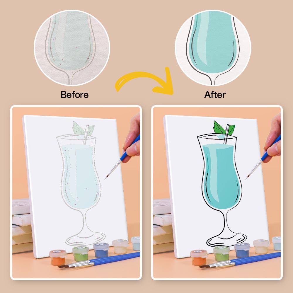 Paint by Numbers – 6 Mini Paintings | Classic Cocktail Glasses Set