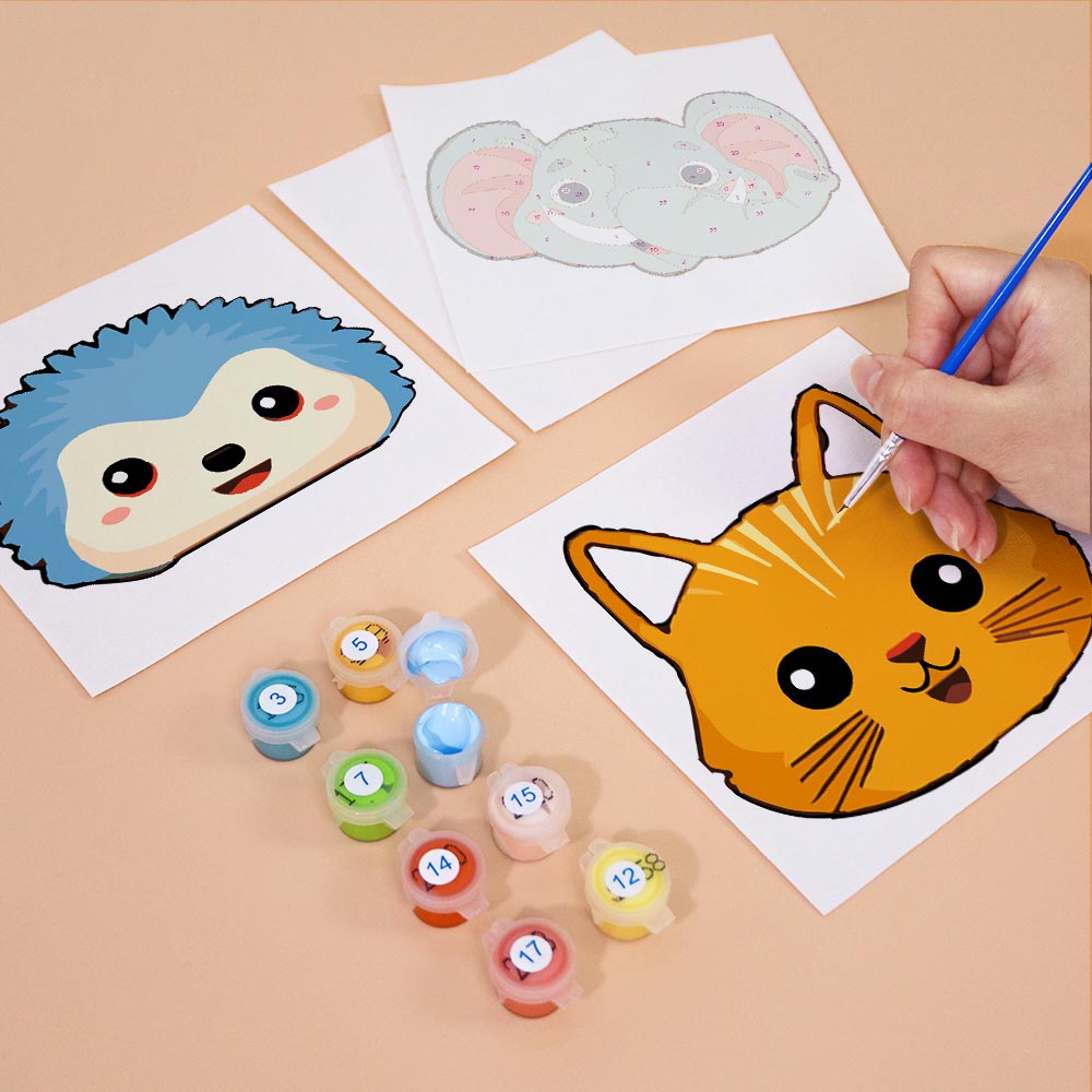 Paint by Numbers – 6 Mini Paintings | Sweet Animal Faces Set