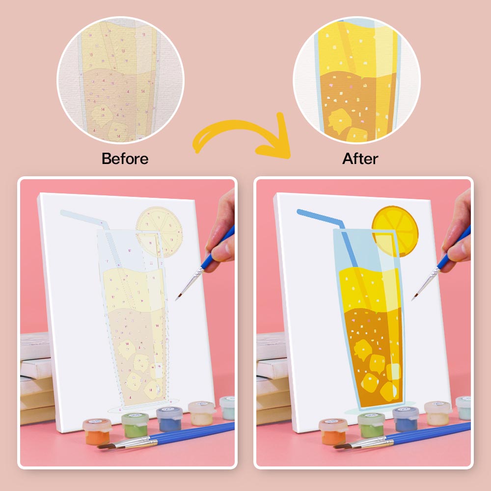 Paint by Numbers – 6 Mini Paintings | Colorful Sparkling Drinks Set