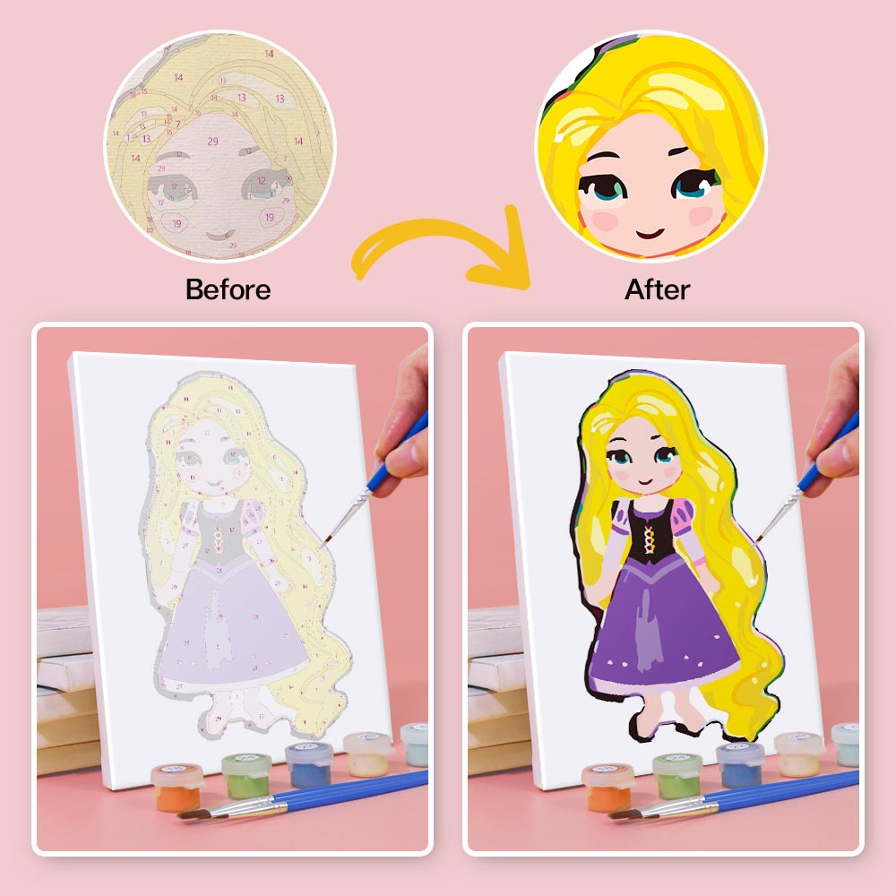 Paint by Numbers – 6 Mini Paintings | Cute Princess Characters Set