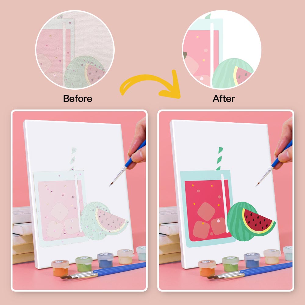 Paint by Numbers – 6 Mini Paintings | Cute Fruit Juice Mugs Set