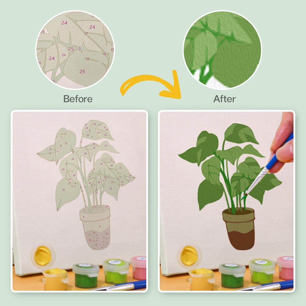 Paint by Numbers – 9 Mini Paintings | Houseplants Set