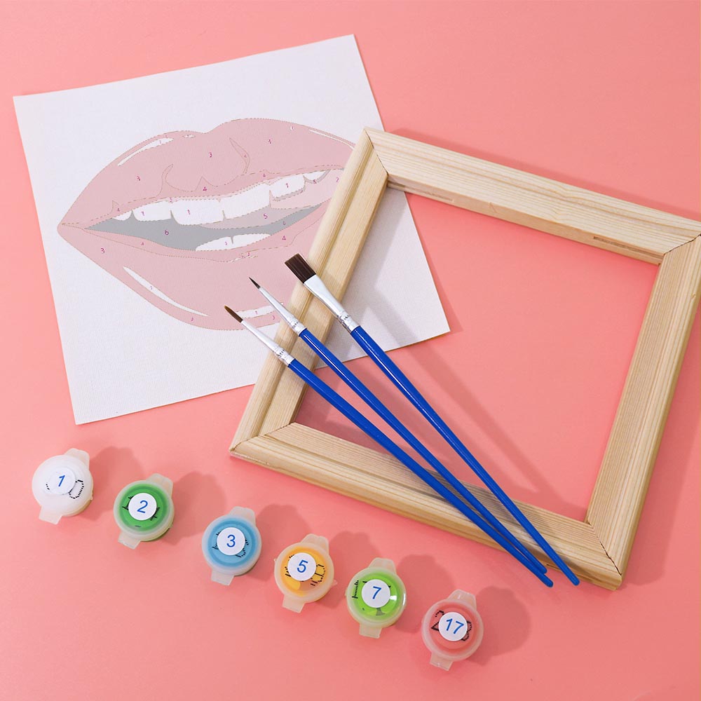 Paint by Numbers – 6 Mini Paintings | Pop Art Lips Expressions Set
