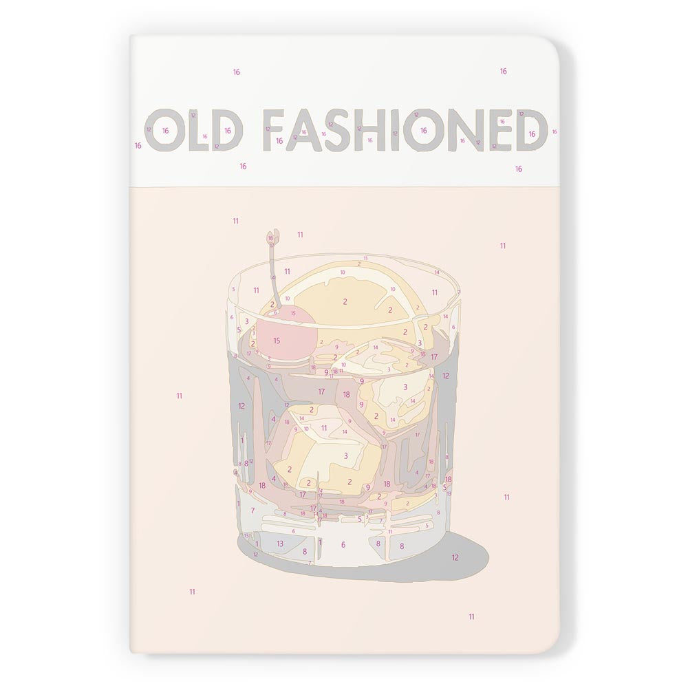 Paint by Numbers Hardcover Journal Notebook - Old Fashioned Cocktail