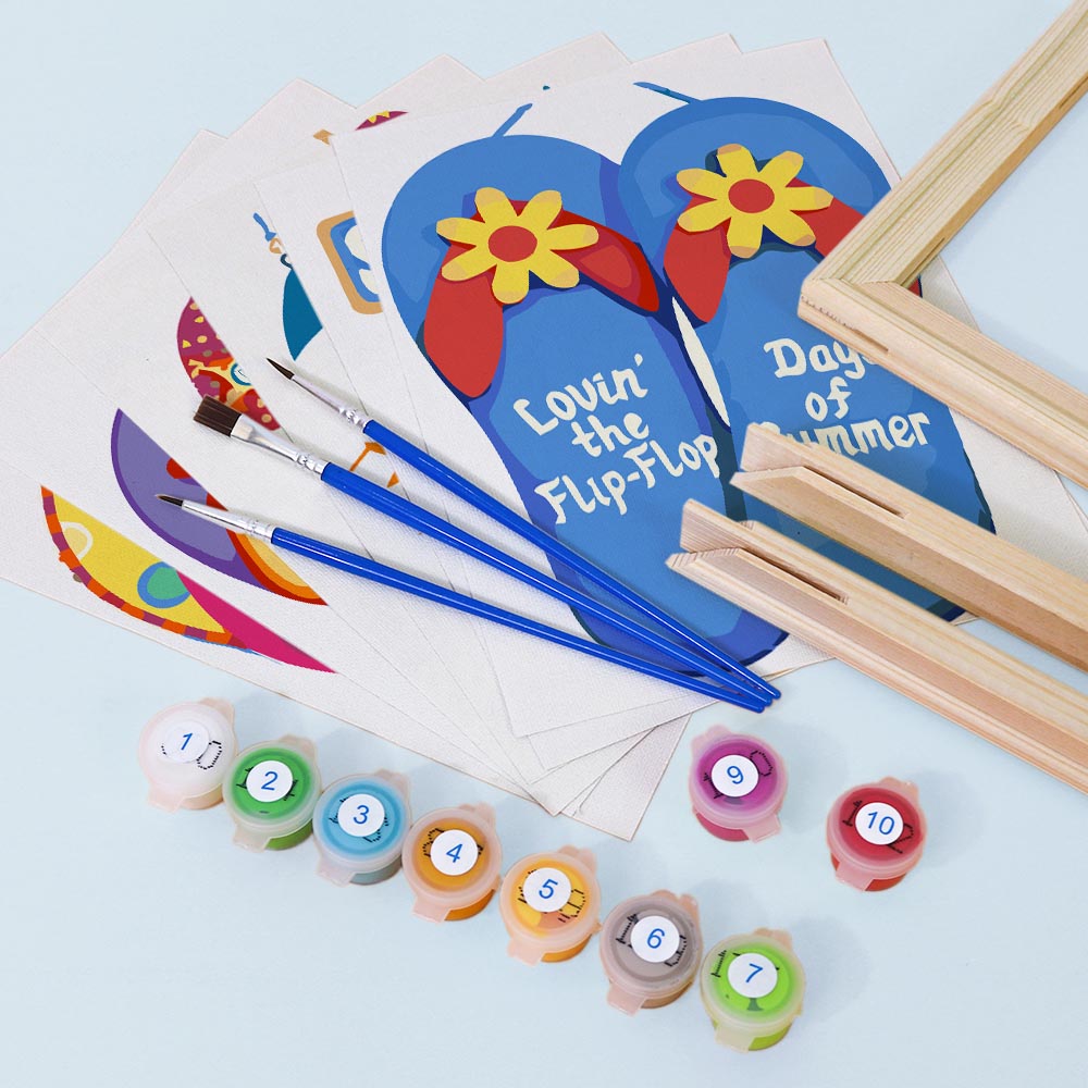 Paint by Numbers – 6 Mini Paintings | Fun Summer Flip-Flops Set