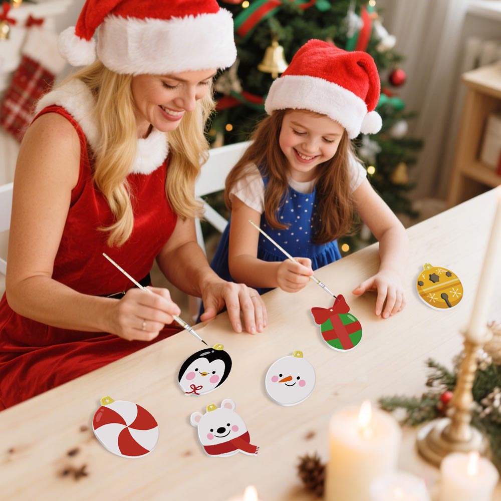 Paint by Numbers – 8 Christmas Ornaments – Polar Bear, Penguin & Festive Baubles Set