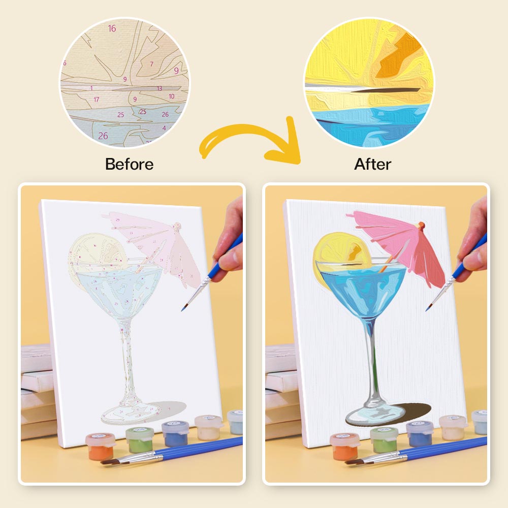 Paint by Numbers – 6 Mini Paintings | Tropical Cocktails Set